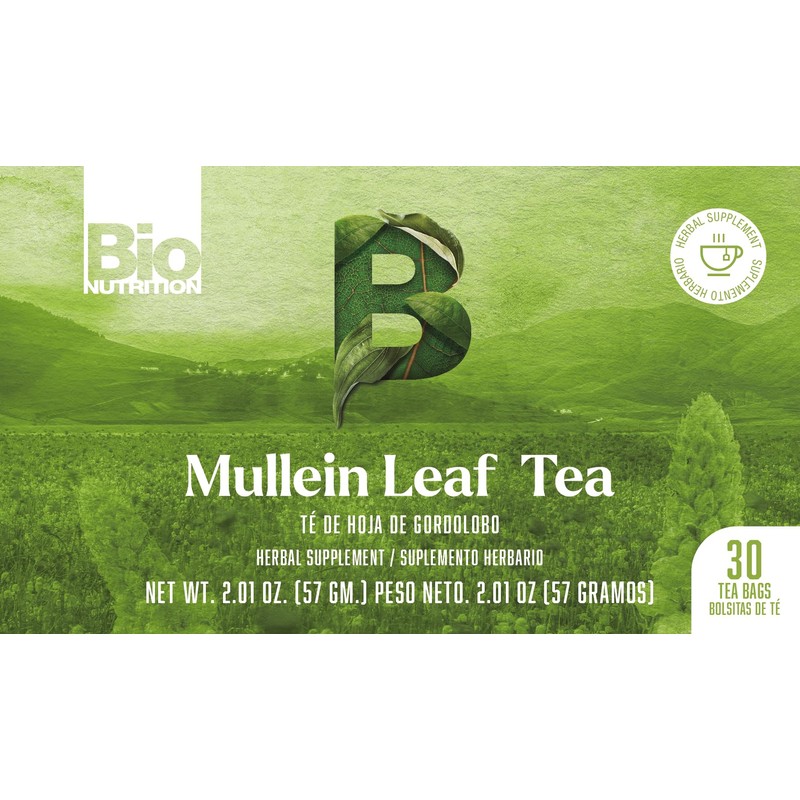 Bio Nutrition Mullein Leaf Tea, Herbal Supplement, 30 Tea Bags,