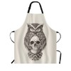 Beabes Owl and Skull Kitchen Apron Evil Bird Wings Feather