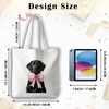 JINYO Dog Coquette Pink Bow Canvas Tote Bag for Women,