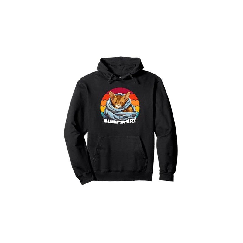 Cozy Cat Sleeping Wrapped in Blanket Relaxation Vibes Pullover Hoodie