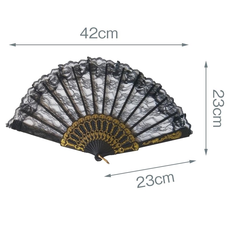 LOYELEY 2pcs Folding Lace Fan Flower Fan Dance Dance Spanish