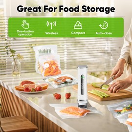 COZII Vacuum Sealer for Food with Visible Water Tank, Powerful Handheld Saver Compact Vacuum Sealer Machine with 30 Reusable Bags for 6X Preservation & Fresh,Portable Food Sealer