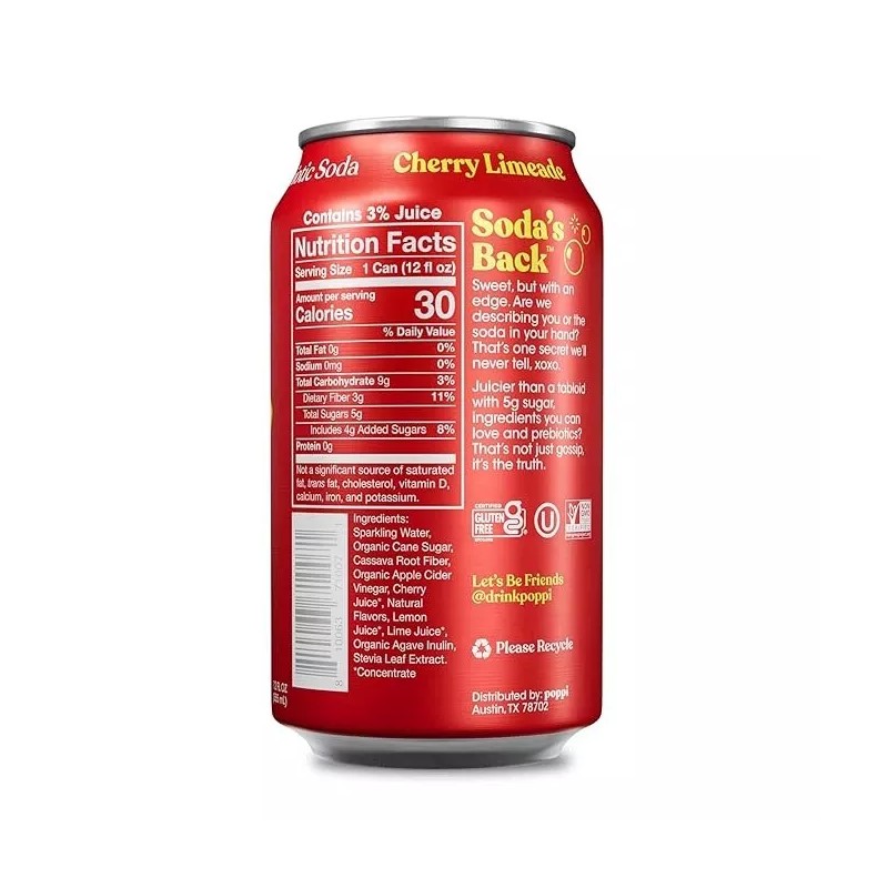 Poppi Cherry Limeade Flavor, 12 Fl Oz, Pack of 12