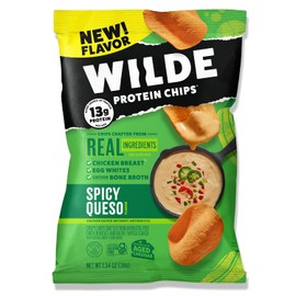 WILDE Protein Chips Spicy Queso, Thin and Crispy High Protein Snacks, Keto Friendly, Low Carb Chips, Real Ingredients, 1.34oz (Pack of 8)