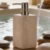 Ivory Travertine Soap Dispenser, Refillable Bathroom Liquid Dispenser with Stainless
