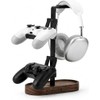 Soporte Gamer de Madera Nogal Universal para Audífonos y 2