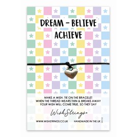 WishStrings, Dream - Quote Friendship Bracelet – Beautiful String Bracelets with Tibetan Charm – Make a Wish Best Friend Bracelet – Hand Strung and Knotted Bracelet – Sentimental Jewellery