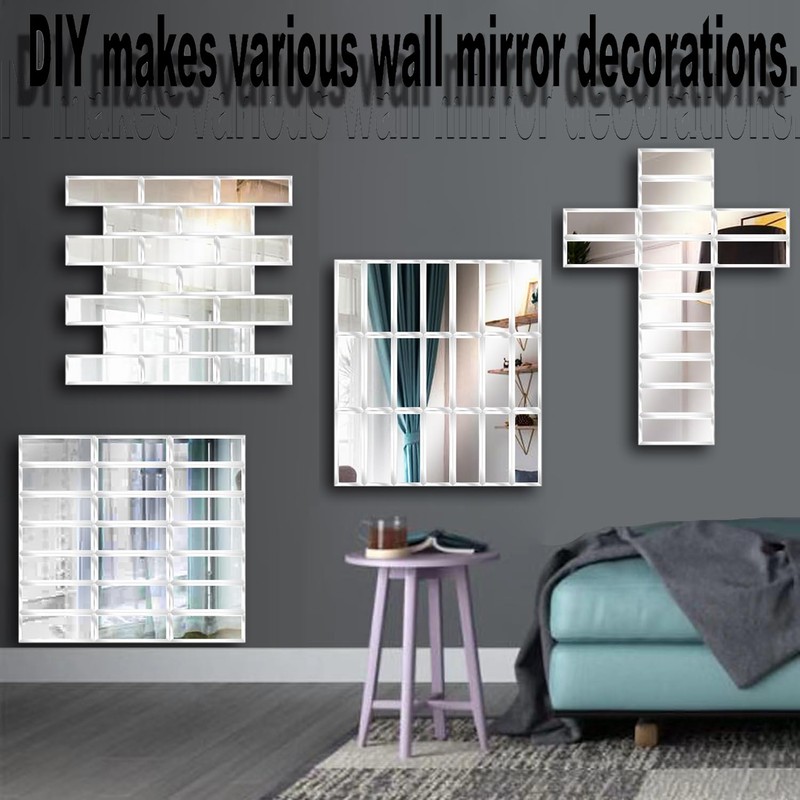 XIHACTY Peel and Stick Beveled Glass Tile. 6x2 Inch Mirror