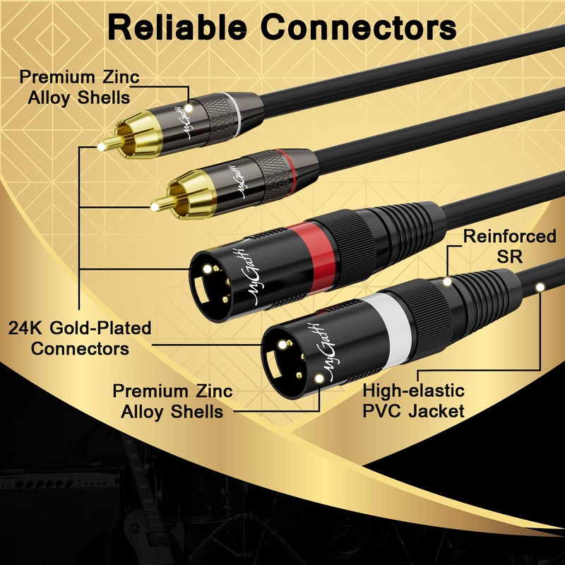 Dual XLR to 2 RCA Stereo Audio Cable 20 FT,