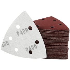 MIDO Professional Abrasive Triangle Sanding Pads 50 Pcs 93 mm 400 Grit Detail Sander Pads 6 Holes Sanding Sheets Sander Sandpaper Hook and Loop Sander Pad
