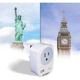DCOMEET US to UK Travel Power Adapter with Type-C & USB A Ports - 3-in-1 British Plug Adaptor for iPhone/Samsung/MacBook (2Pack