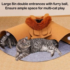 2-in-1 Cat Tunnel Bed for Indoor Cats Detachable Washable Tunnel Cave with Anti-Slip Base Fun Hideout Cozy Pet Bed for Multiple Kittens Cats Rabbits Small Animals & Pets