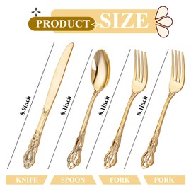 Joyido 40PCS Gold Plastic Silverware - Heavy Duty Elegant Disposable Utensils - Gold Plastic Cutlery set Includes 20 Forks, 10 Spoons, 10 Knives for Dinner, Parties, Weddings