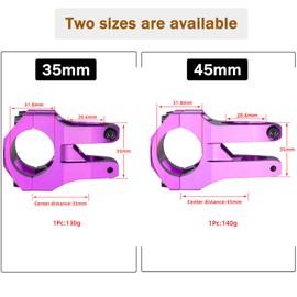 CYSKY 31.8 Stem 45mm MTB Stem Mountain Bike Stem Riser Handlebar Short Stem for Most Road Bike Stem, MTB Stem, BMX Stem, Bicycle Stem (45mm, Purple)