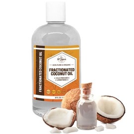 Organic Fractionated Coconut Oil (32 oz) Premium Grade Non-GMO; Cold Pressed | 100% Pure Fractionated Coconut Oil for Skin, Face, Hair, Soap Making | Ideal Carrier for Essential Oils | 32 FL OZ