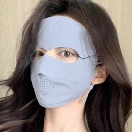 Detachable Face Mask Sun Visor - UV Protection & Dark Spot Blocker Cool Fabric Sky Blue 2ea