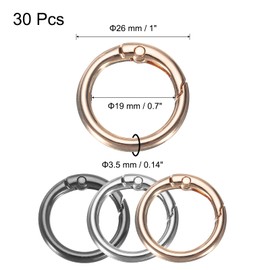 QUARKZMAN 30 Stück Trigger-Feder-O-Ringe, 3/4" (19 mm) Runde Schlüsselring-Clips Snap-Schnalle Zinklegierung Trigger-Ringe für Schlüsselring-Schnalle Handtaschen, Hellgold