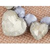 ALILANG Grey Satin Fabric Wrapped Crystal Gem Big Heart Mesh