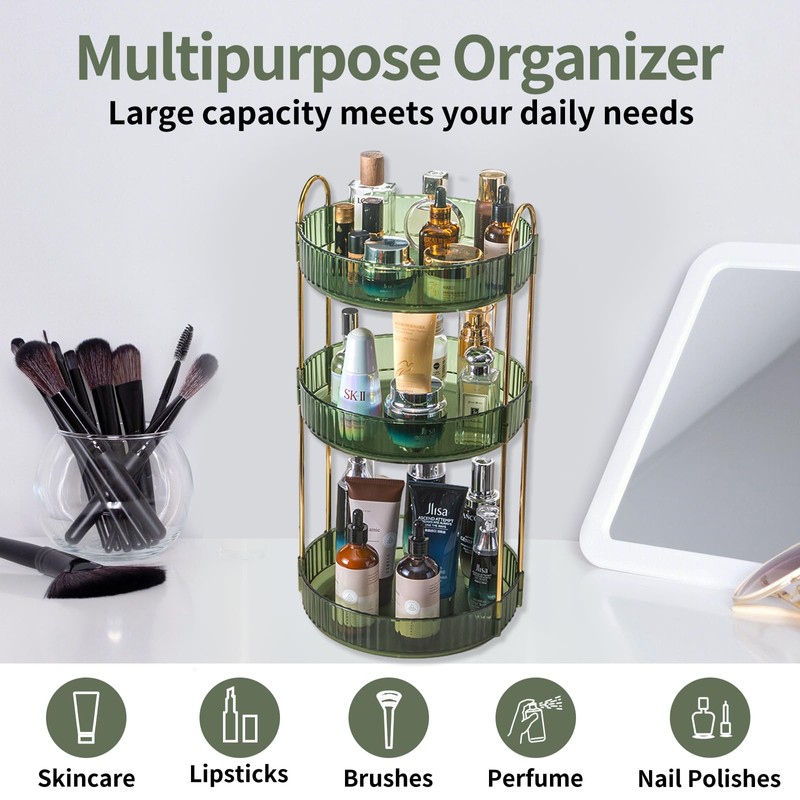 Asayuee 360 Rotating Perfume Organizer,3 Tier Large Capacity Make Up
