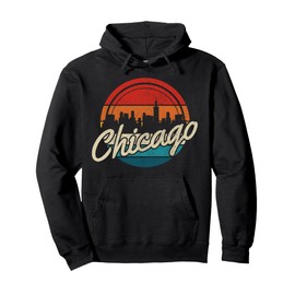 Chicago Illinois Vintage Skyline USA America Souvenir Pullover Hoodie