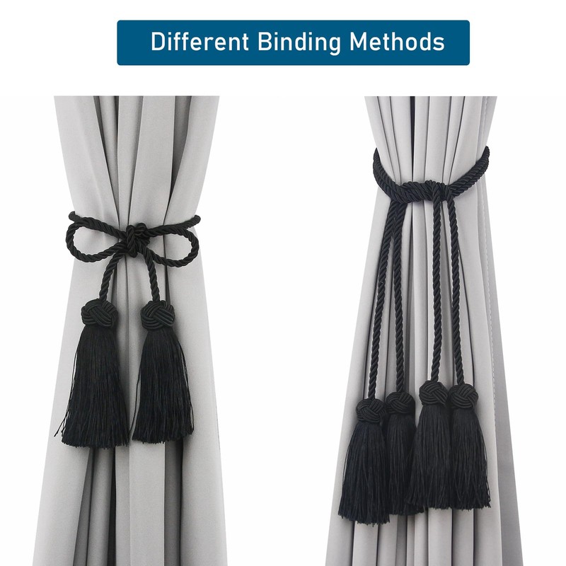Porlau Elegant Curtain Tiebacks Rope Decorative Curtain Tie Backs for