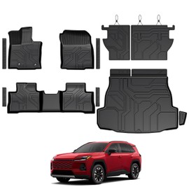 Alfombrillas para Toyota RAV4 2026, todo tipo de clima, forro de carga para maletero con protectores de respaldo, accesorios de cobertura completa (no para modelos PHEV o subwoofer)