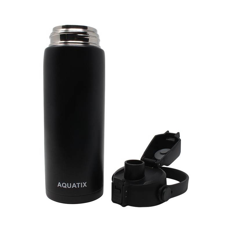 Aquatix Double Wall Insulated 21 Ounce Black Bottle with Silicon