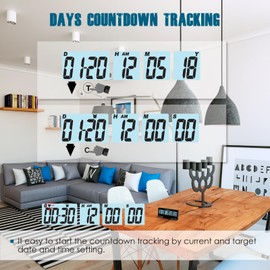 Runleader Digital 9999 Days Countdown Timer,Calendar & Clock Display,Daily Alarm Reminder for Anniversary Festival Retirement Graduation Vacation Meeting etc.