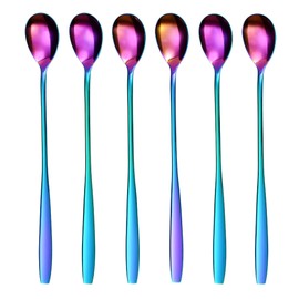 GRÄWE Königstein Series Long Drinking Spoons, Set of 6, Stainless Steel Rainbow Colours