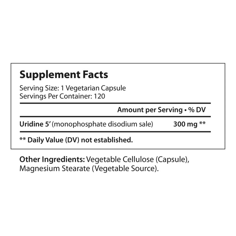 Uridine Monophosphate 300mg - 120 Vegetarian Capsules | Made