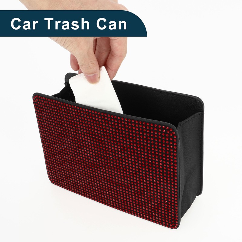 TUCKBOLD Car Trash Can Portable Seat Back Trash Bin Red