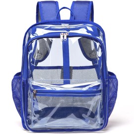 KUI WAN Clear Backpack,Clear Backpacks for School Heavy Duty See Through Bookbag Waterproof Backpack for Men Women, Style 2-blue, 12x7x15.5 inche, Rucksack Backpacks