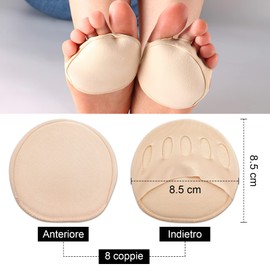 8 Paar Vorfußpolster. Mittelfußpolster aus Stoff. Orthopädische Einlegesohlen zum Schutz von Schuhen und Füßen. Orthopädisches Fußbett (Hautfarben)