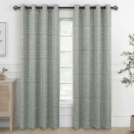 Olive Green Curtains 84 Inches Long for Living Room Light Filtering Plaid Pattern Room Darkening Boho Modern Farmhouse Curtains for Bedroom 2 Panels Grommet Dark Green and Greyish Cream 84 in Length