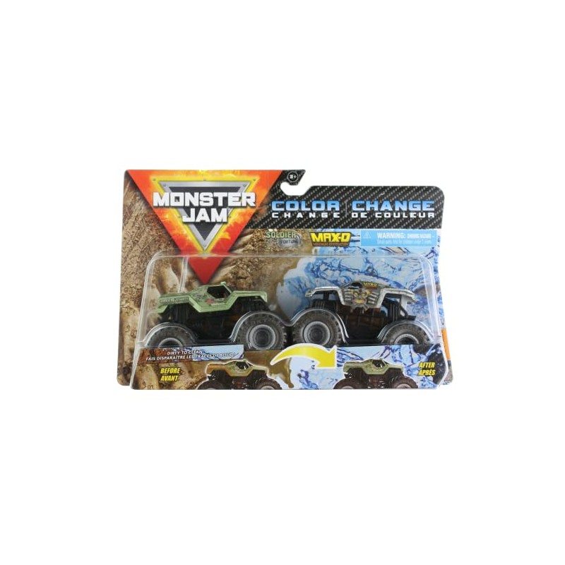 MonsterJam Color Change Soldier Fortune vs Max-D (Double Pack) 1:64