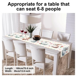 Easter Table Runner,Pink Green Plaid Bunny Table Runner Spring Kitchen Dining Table Decoration for Home Party Decor Indoor Outdoor 13x72 Inch