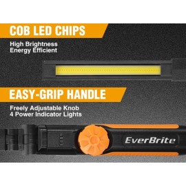 EverBrite 800LM LED Work Light Magnetic Hanging Hook Rechargeable COB Flashlight