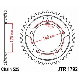 JT Sprockets JTR1792.47 47T - Piñón Trasero de Acero, Negro, 47 Dientes