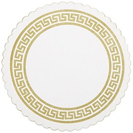 Hoffmaster 876074 Budgetboard Coaster, 3-3/8" Diameter, Gold Greek Border (Case of 2500)