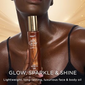 Absolute New York - Silk Glow Shimmer Mist Glow, Radiant, Shimmer Body & Face & Hair, Shea Butter, Coconut Oil, Vitamin E (SBGS06 True Bronze Oil Gel,