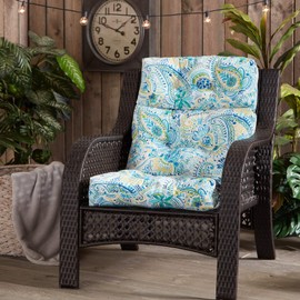 South Pine Porch Outdoor High Back Chair Cushion, Baltic Paisley
