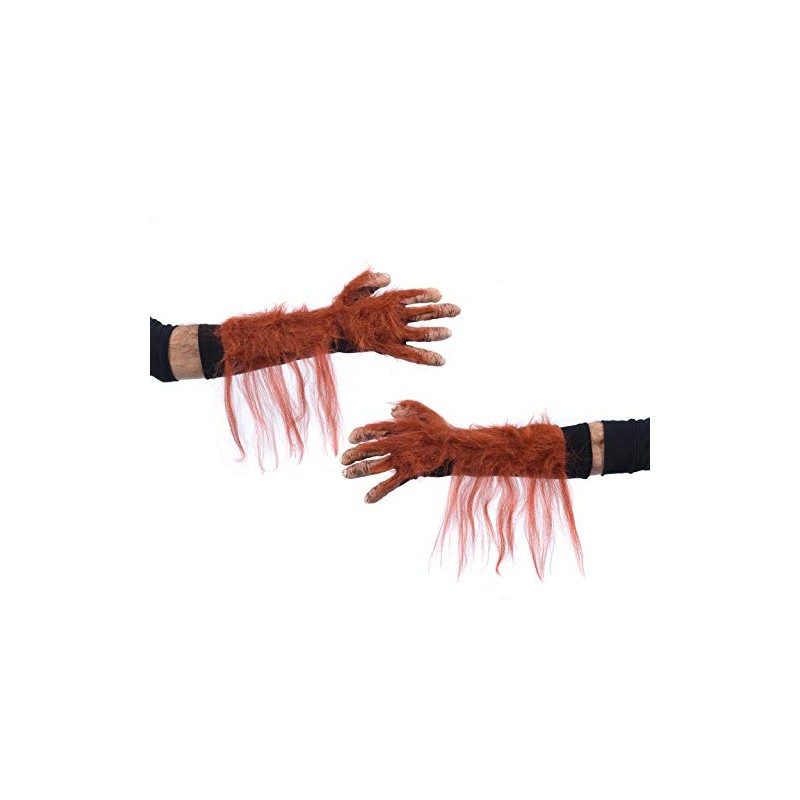 Zagone Orangutan Gloves, Tan Fingers, Orange Faux Fur