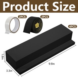 moonoom 4 Pack Air Conditioner Foam Block, Window AC Side Foam Block Kit with Foam Strip and Tape, Insulated Foam Panel for U-Shaped AC Units Prevent Air Leakage Summer Winter (Black)