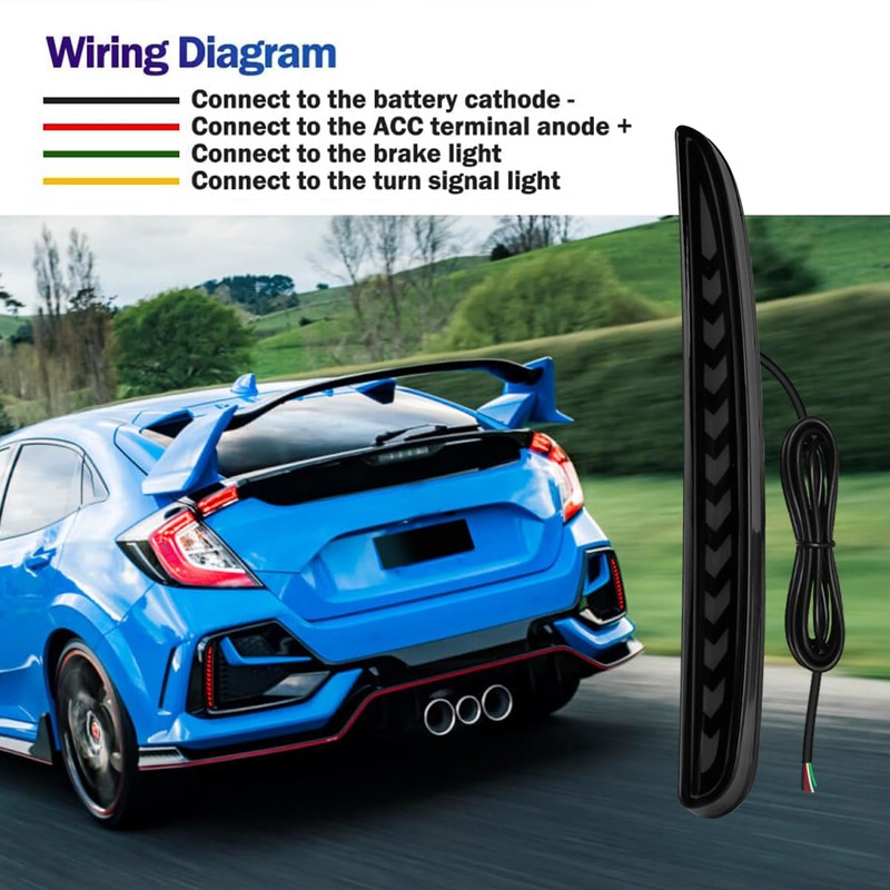 VGETTING Smoked Lens LED Reflector Lights for Honda Civic Hatchback,
