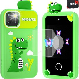 MOREXIMI 32G Kids Smart Phone, for Girls Boys 3-8 Year Old, Pretend Play Phone Kids Camera Music Player Learning Toy, Christmas Birthday Gifts, 2.8" Touchscreen, Dual Camera Mobile Smartphone - Color: green dinosaur