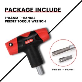 FIND BUY TOOL Findbuytool T-Handle Preset Torque Wrench, Precision Click-Type Torque Screwdriver with Magnetic Socket & T15/T20 Bits (0.6NM)
