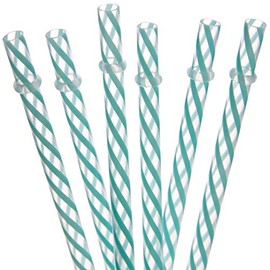 Dakoufish 12 Piece 11 Inch Reusable Plastic Thick Drinking Straws BPA Free Mason Jar Straws small Stripe Color (11inch Mint)