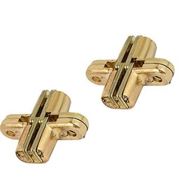Hidden Hinge, 1pair Invisible Hinge 180 Degree Gold Zinc Alloy Invisible Folding Door Cross Hidden