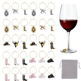 HICOHAND Western Cowboy Wine Glass Charms, 30PCS Drink Identifiers Wine Charms for Stem Glasses Western Cowboy Theme Pendants for Bachelorette Drink Tasting Party Favors Decorations