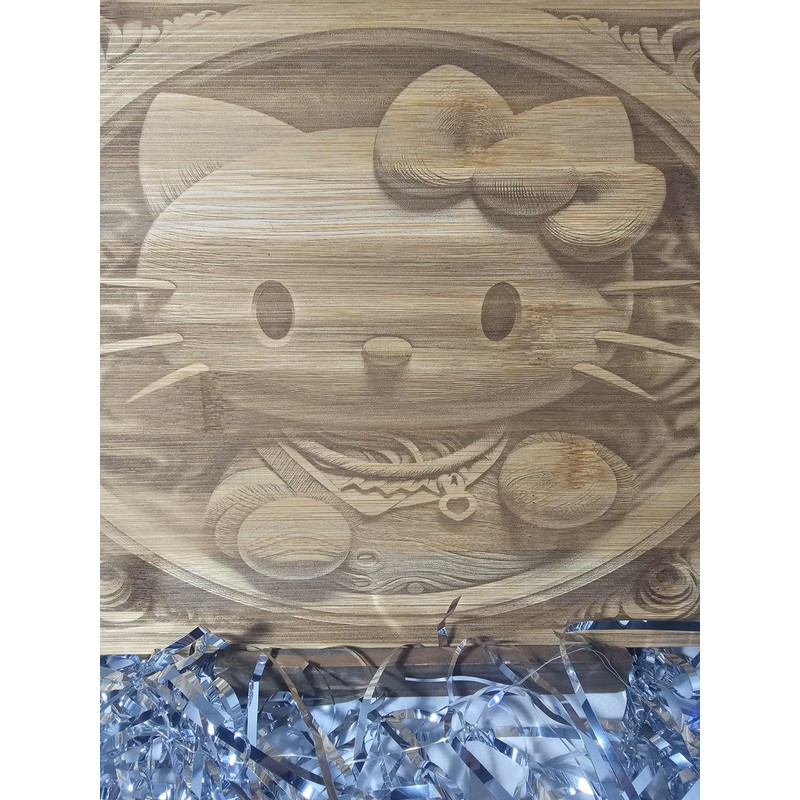 Cartoon Kitty Laser Engraved Cutting Board